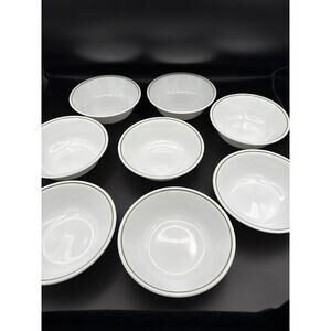Corelle Soup Cereal BOWL Lot of 8 SINGLE GREEN BAND Nice EUC